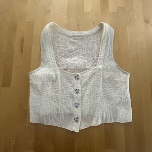 Urban Outfitters White Textured Button-Down Women's Top